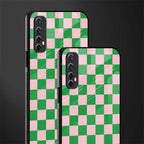 pink & green check pattern glass case for realme narzo 20 pro image-2