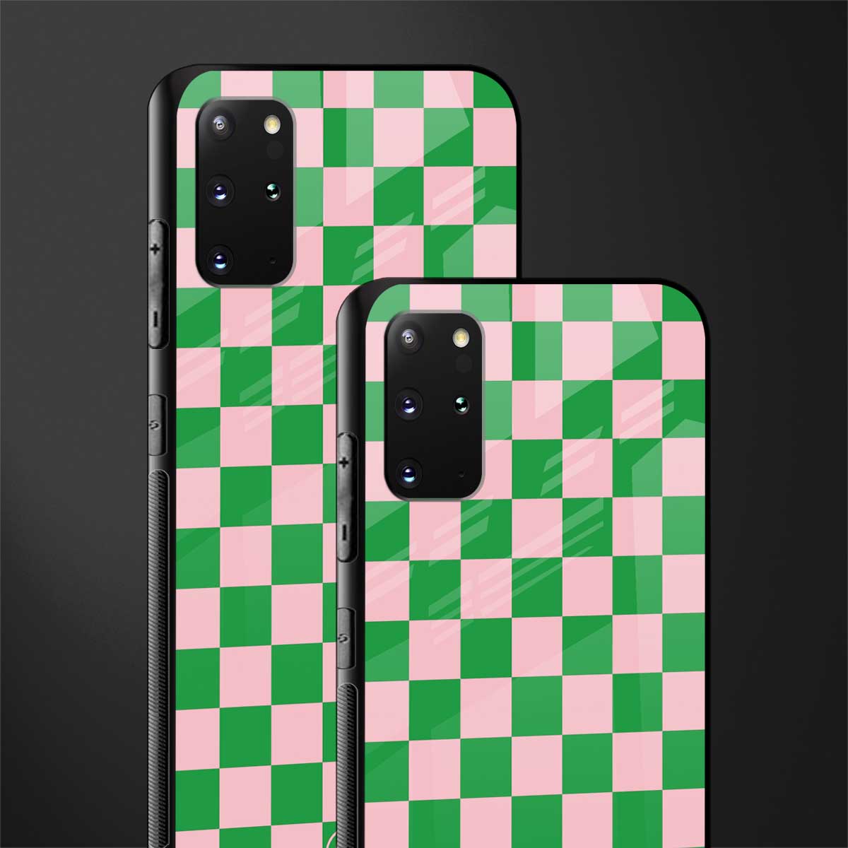 pink & green check pattern glass case for samsung galaxy s20 plus image-2