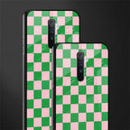 pink & green check pattern glass case for realme x2 pro image-2