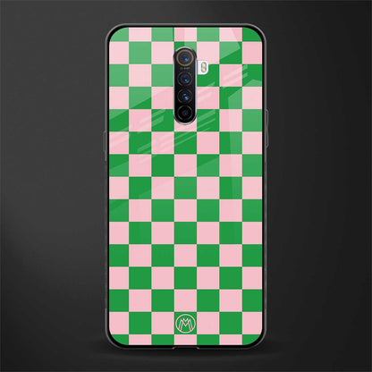 pink & green check pattern glass case for realme x2 pro image