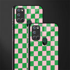 pink & green check pattern glass case for realme 7i image-2