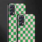 pink & green check pattern glass case for oppo reno 5 pro image-2