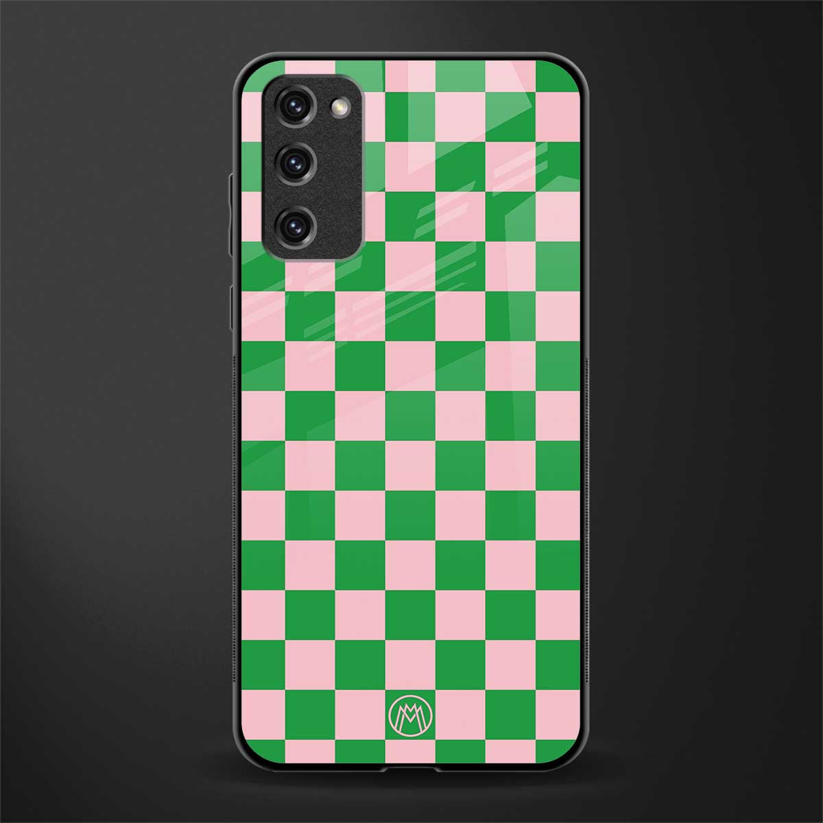 pink & green check pattern glass case for samsung galaxy s20 fe image
