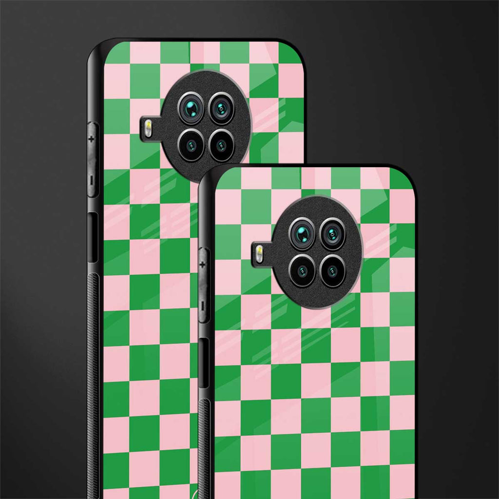 pink & green check pattern glass case for mi 10i image-2