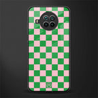pink & green check pattern glass case for mi 10i image