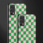 pink & green check pattern glass case for realme x7 pro image-2