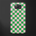 pink & green check pattern glass case for poco x3 pro image