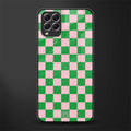 pink & green check pattern glass case for samsung galaxy f62 image