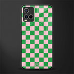 pink & green check pattern glass case for vivo y21t image