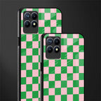 pink & green check pattern glass case for realme 8i image-2