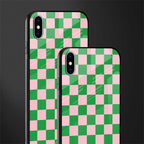 pink & green check pattern glass case for iphone xs max image-2