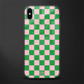 pink & green check pattern glass case for iphone xs max image