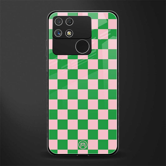 pink & green check pattern back phone cover | glass case for realme narzo 50a