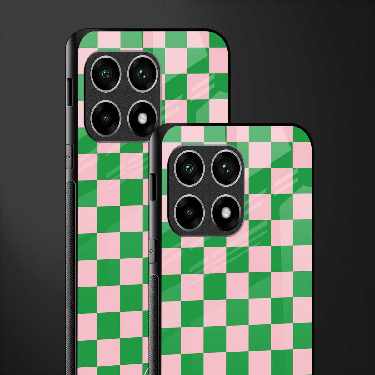 pink & green check pattern glass case for oneplus 10 pro 5g image-2
