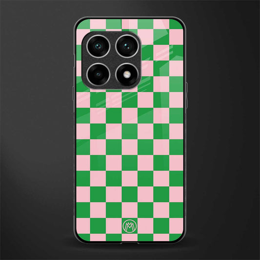 pink & green check pattern glass case for oneplus 10 pro 5g image