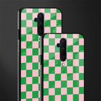 pink & green check pattern glass case for oneplus 7t pro image-2