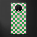 pink & green check pattern glass case for oneplus 7t image