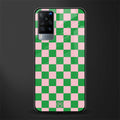 pink & green check pattern glass case for vivo x60 image