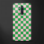 pink & green check pattern glass case for oneplus 8 pro image
