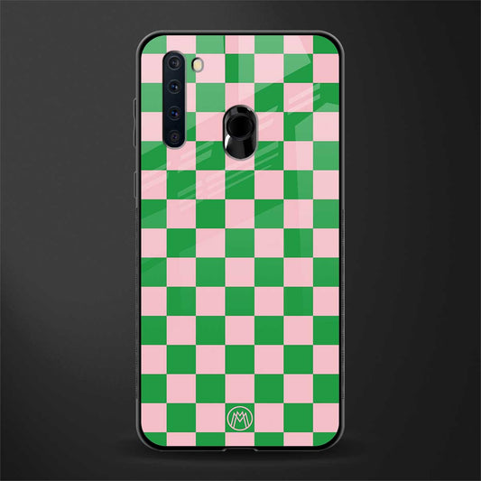 pink & green check pattern glass case for samsung a21 image