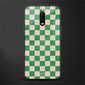 pink & green check pattern glass case for oneplus 6t image