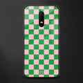 pink & green check pattern glass case for oneplus 6 image