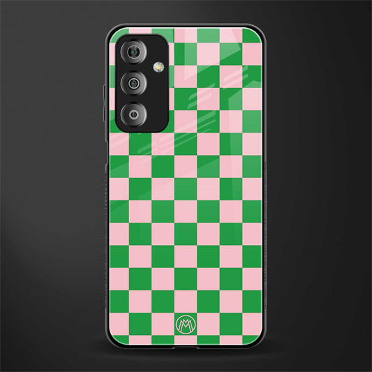 pink & green check pattern back phone cover | glass case for samsung galaxy f23 5g
