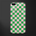 pink & green check pattern glass case for iphone 7 plus image