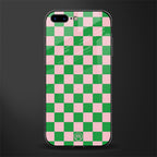 pink & green check pattern glass case for iphone 7 plus image