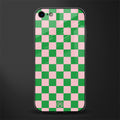 pink & green check pattern glass case for iphone 8 image