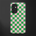 pink & green check pattern back phone cover | glass case for samsung galaxy a14 5g