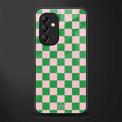pink & green check pattern back phone cover | glass case for samsung galaxy a14 5g