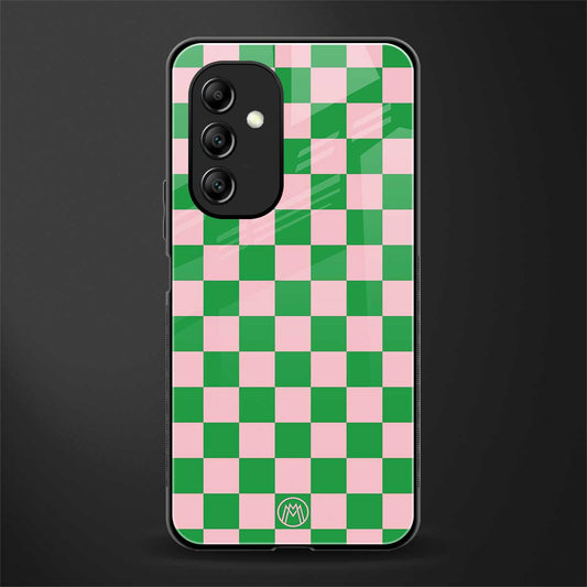 pink & green check pattern back phone cover | glass case for samsung galaxy a14 5g