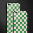 pink & green check pattern glass case for iphone 6 plus image-2