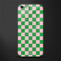 pink & green check pattern glass case for iphone 6 plus image