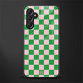 pink & green check pattern back phone cover | glass case for samsun galaxy a24 4g