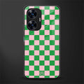 pink & green check pattern back phone cover | glass case for realme c55