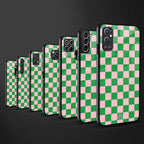 pink & green check pattern glass case for realme c35 image-3
