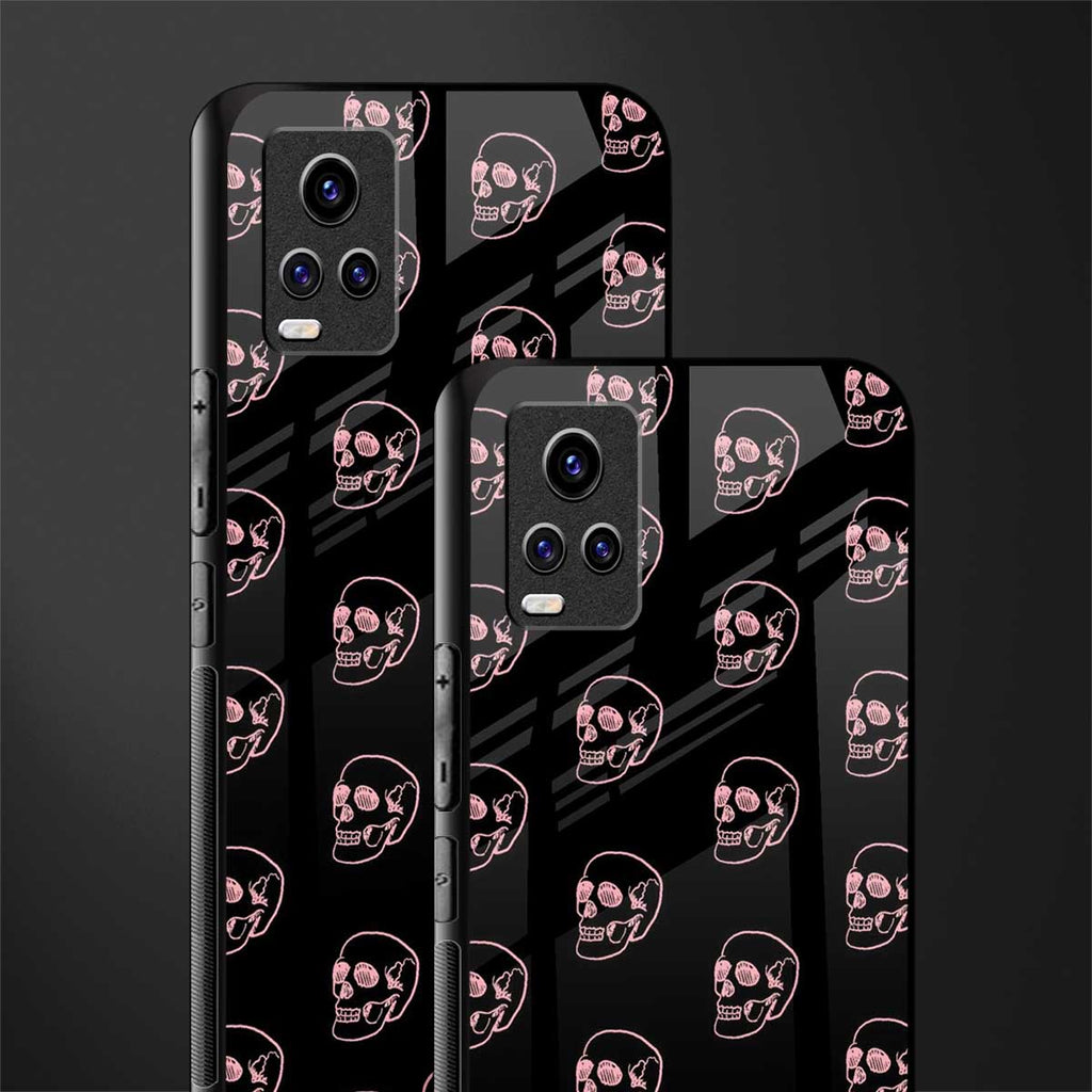 pink skull pattern back phone cover | glass case for vivo y73
