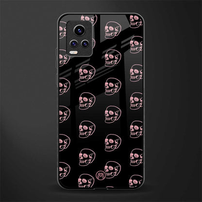 pink skull pattern back phone cover | glass case for vivo y73