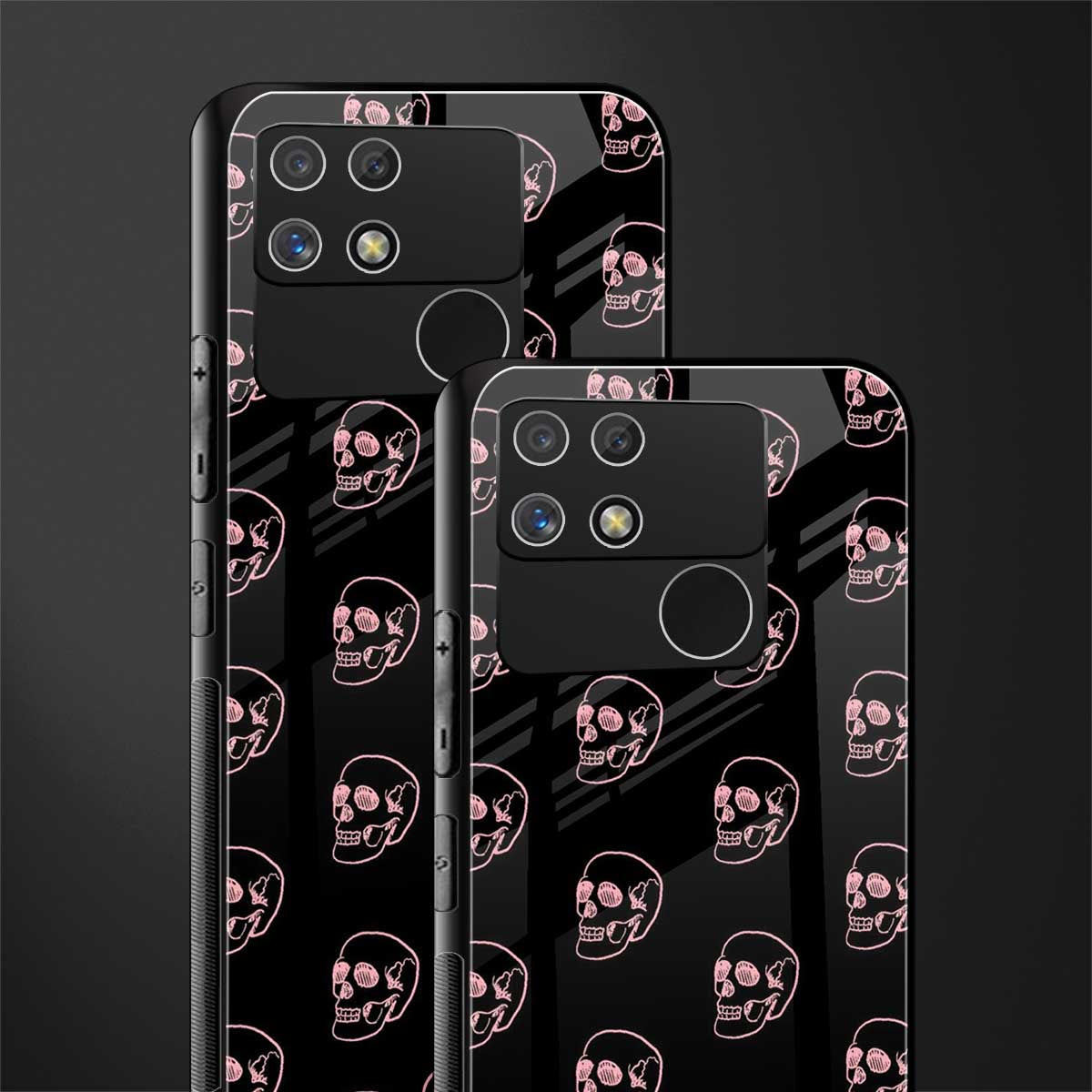 pink skull pattern back phone cover | glass case for realme narzo 50a
