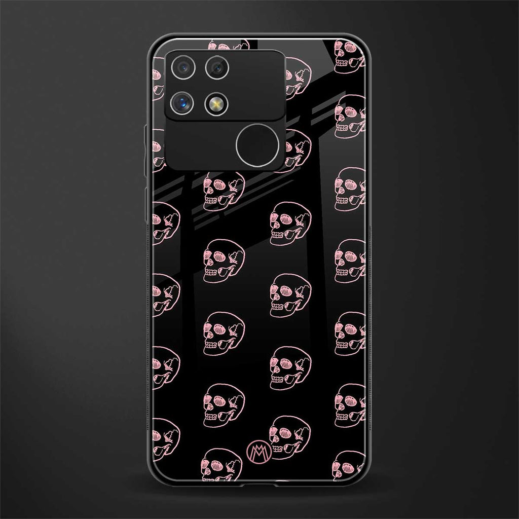 pink skull pattern back phone cover | glass case for realme narzo 50a