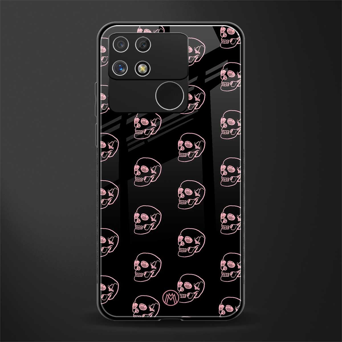 pink skull pattern back phone cover | glass case for realme narzo 50a