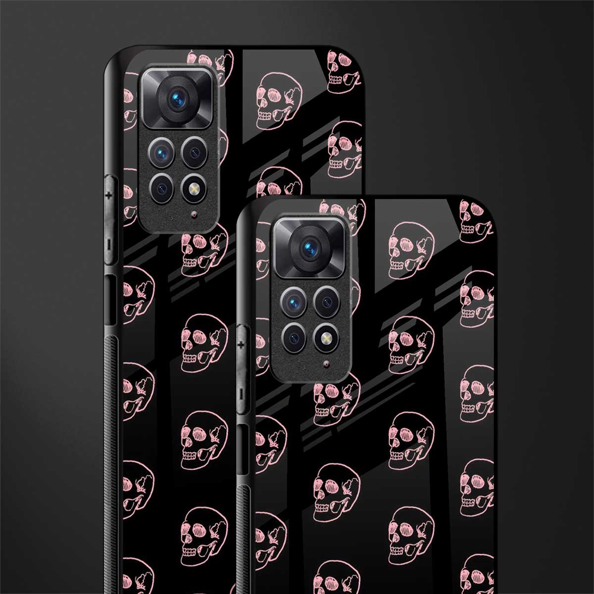 pink skull pattern back phone cover | glass case for redmi note 11 pro plus 4g/5g