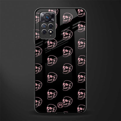 pink skull pattern back phone cover | glass case for redmi note 11 pro plus 4g/5g