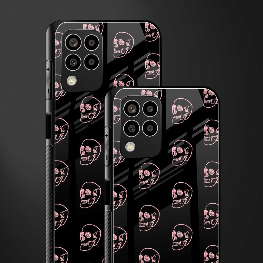 pink skull pattern back phone cover | glass case for samsung galaxy m33 5g