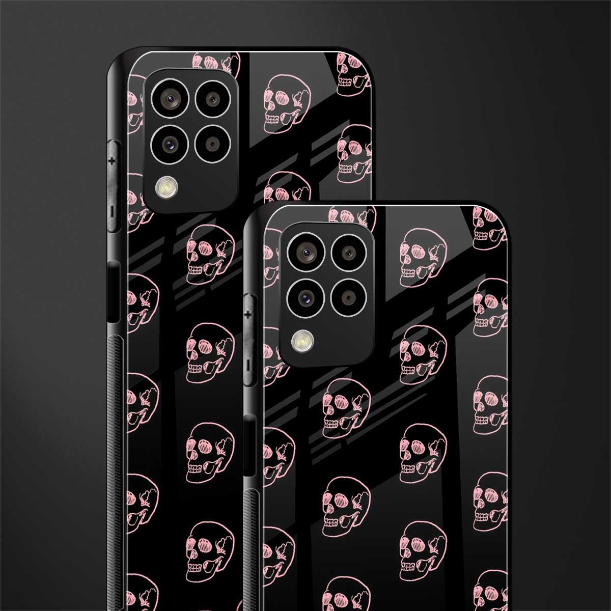 pink skull pattern back phone cover | glass case for samsung galaxy m33 5g