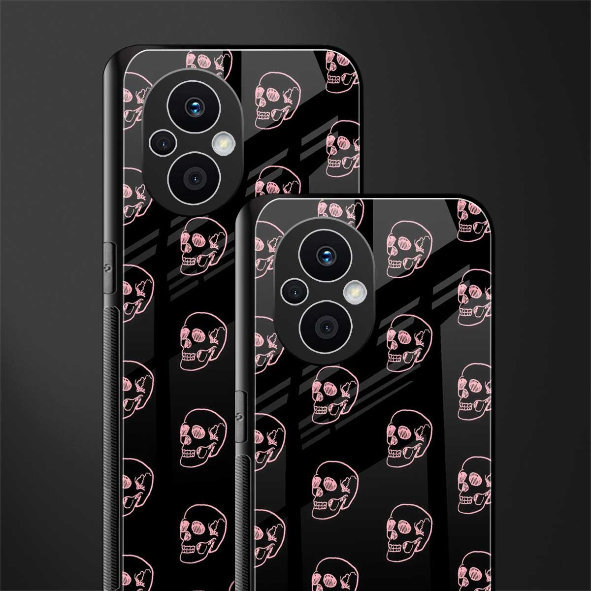 pink skull pattern back phone cover | glass case for oppo f21 pro 5g