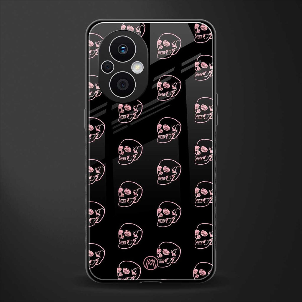 pink skull pattern back phone cover | glass case for oppo f21 pro 5g