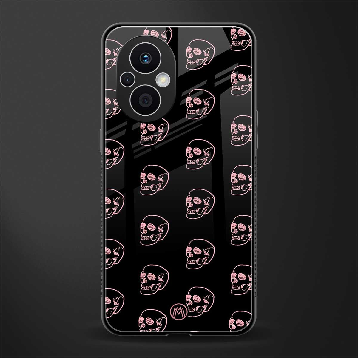 pink skull pattern back phone cover | glass case for oppo f21 pro 5g